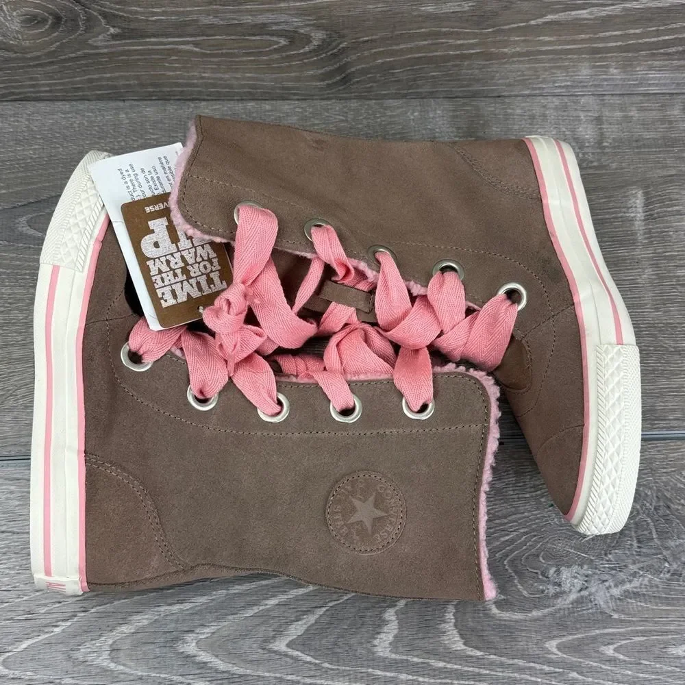 Converse All-Star Beverly Little Girl Sz 13 Ginger Leather Pink Hi Sneaker Boots